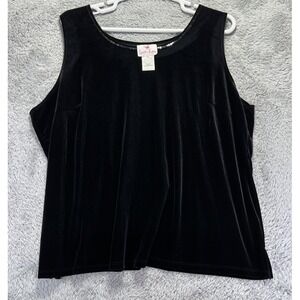 Quacker Factory Women 3X Sleeveless Top Velour Velvet Black Sequin Event Classic